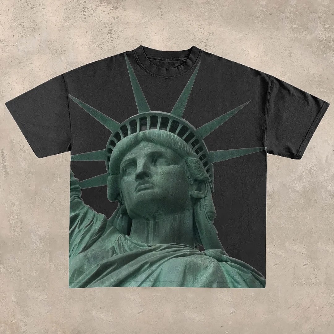 Statue of Liberty print crew neck Tshirt