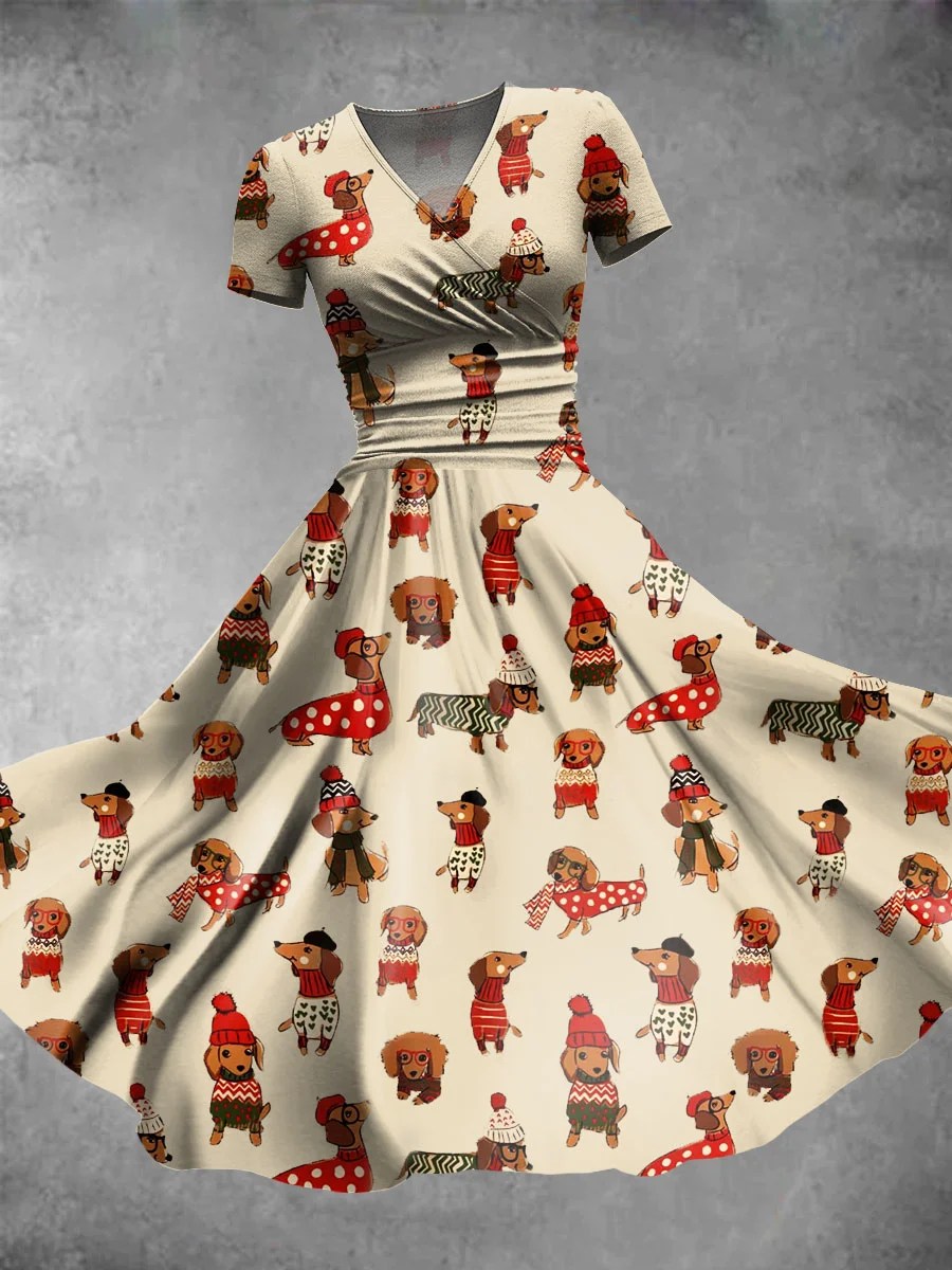 Women's Dachshunds Dog Lover Art Print Design Maxi Dress