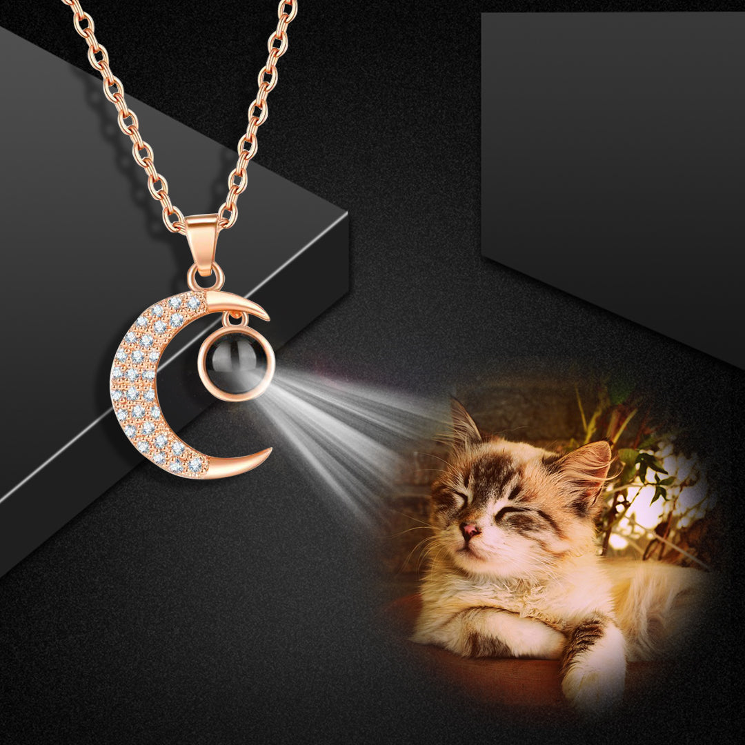 Custom Pet Projection Necklace Moon and Sun