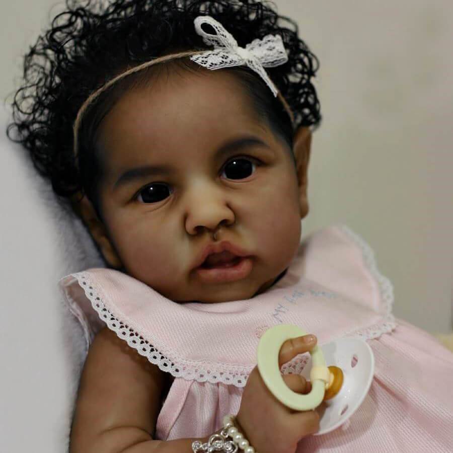Realistic 22'' Maisie Reborn Baby Doll with Black, Handrooted Hair