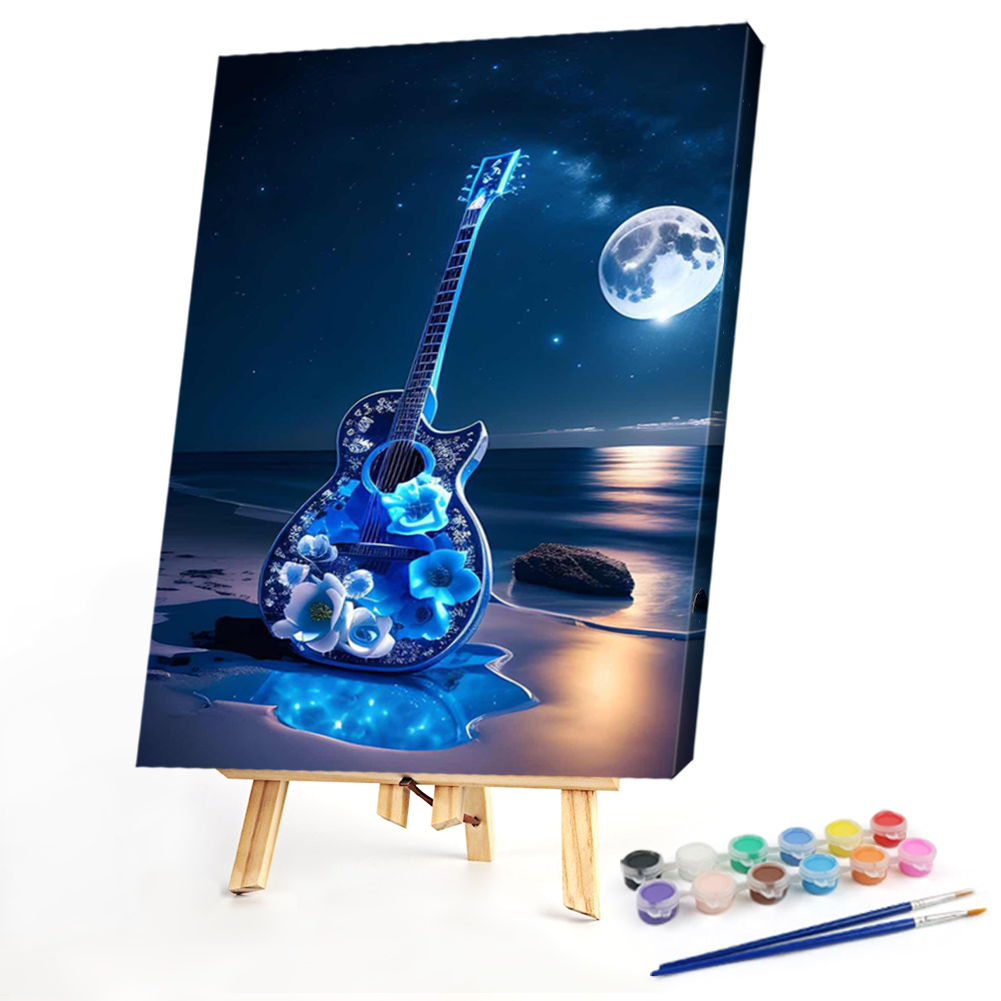 Rose Guitar Paint by Numbers Acrylic Painting 40*50CM
