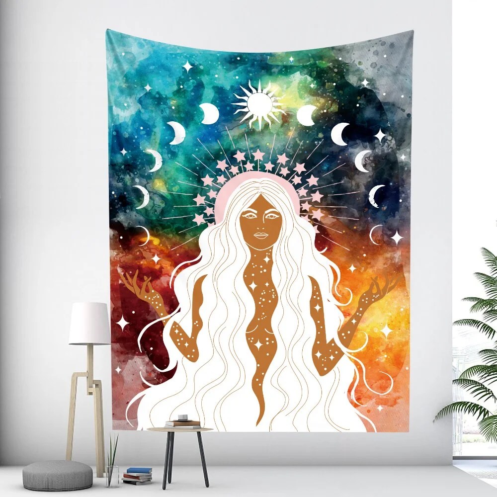 Nigikala Moon Home Decoration Art Tapestry Girl Bohemian Decoration