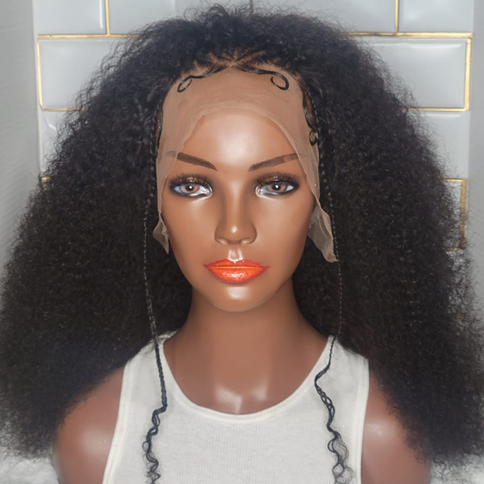 WeQueen 18 Inches 13x5 Afro Poofy Curly Style with Special Braids Lace