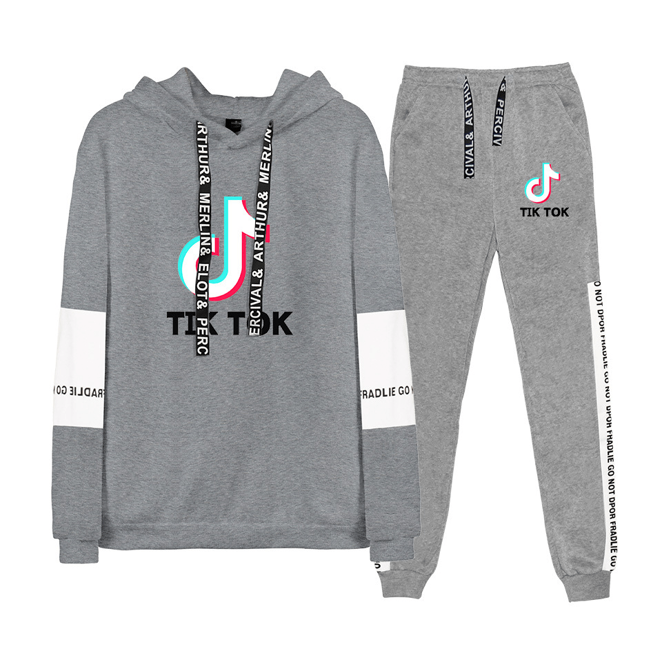 TIK TOK Tracksuit Hoodie Sweatshirt + Sweatpants 2 Piece Sets