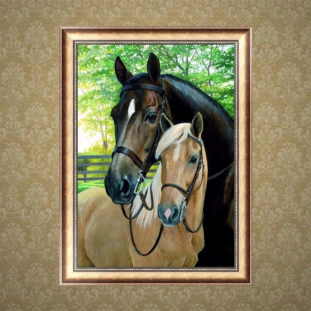 Horses Full Round Diamond Painting 30x40cm