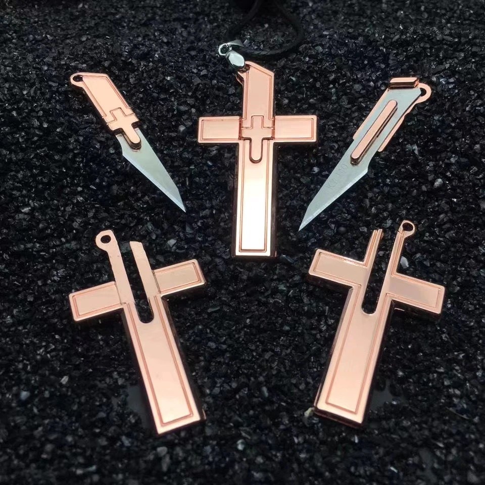 Cross Necklace SelfDefense Hidden Knife Replaceable Blade Necklace