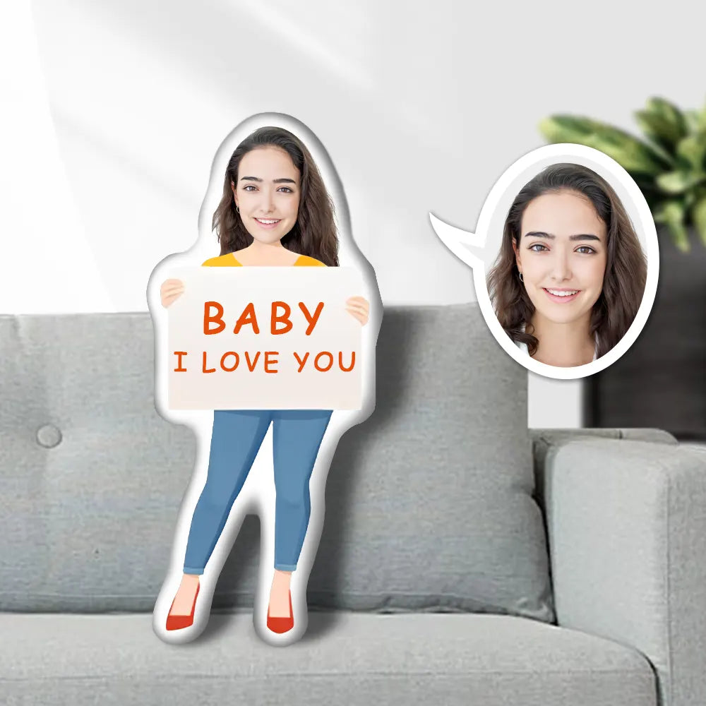 Custom Photo Face Pillow,I Love U Face Pillow, Face Picture Pillow Doll