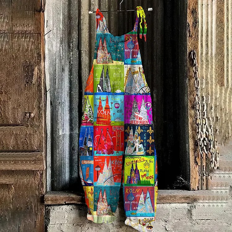 Comstylish Women's Cologne Cathedral Art Painting Printed Loose Fit