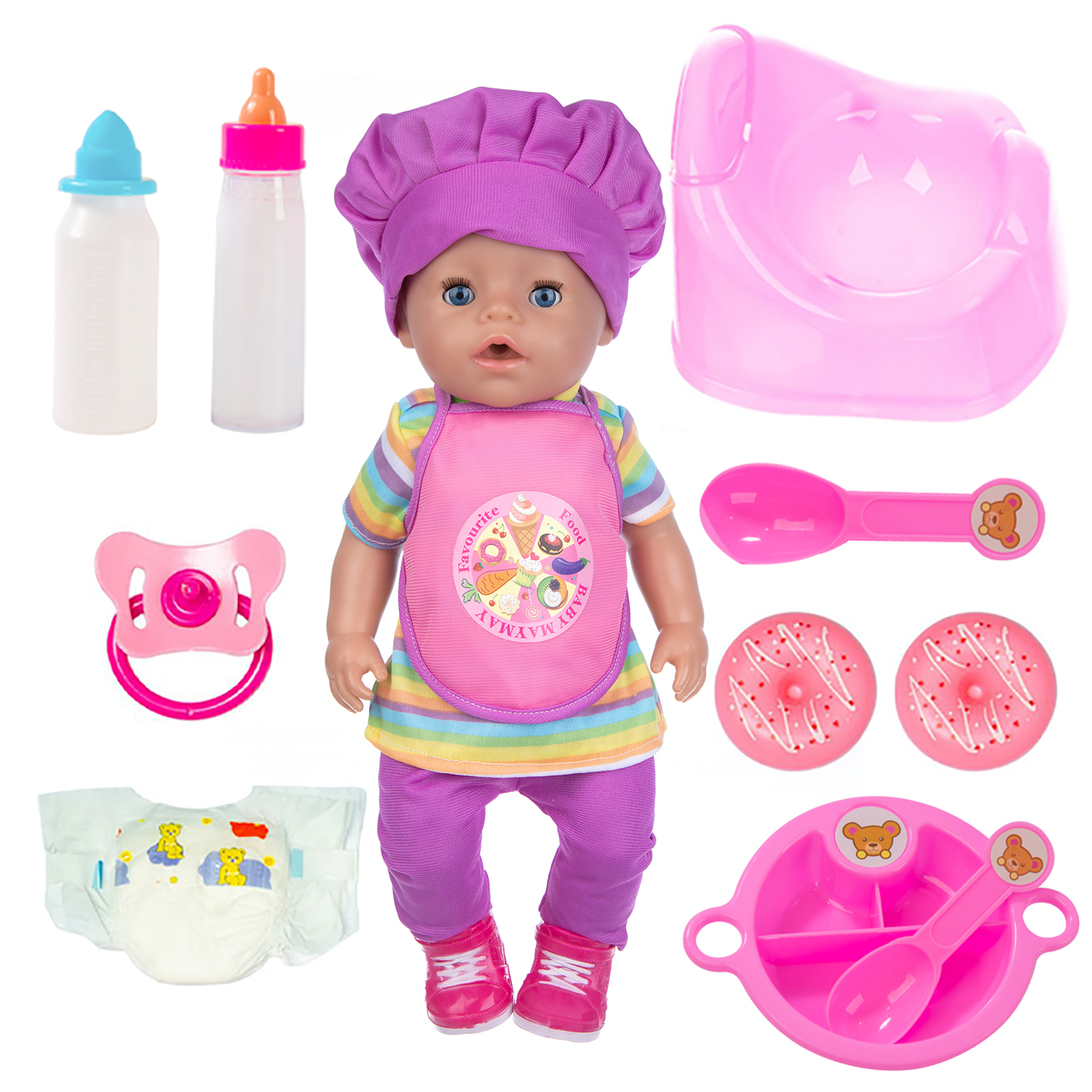 1418in baby dolls clothes and Magic Bottle Pretend Play Baby Feeding