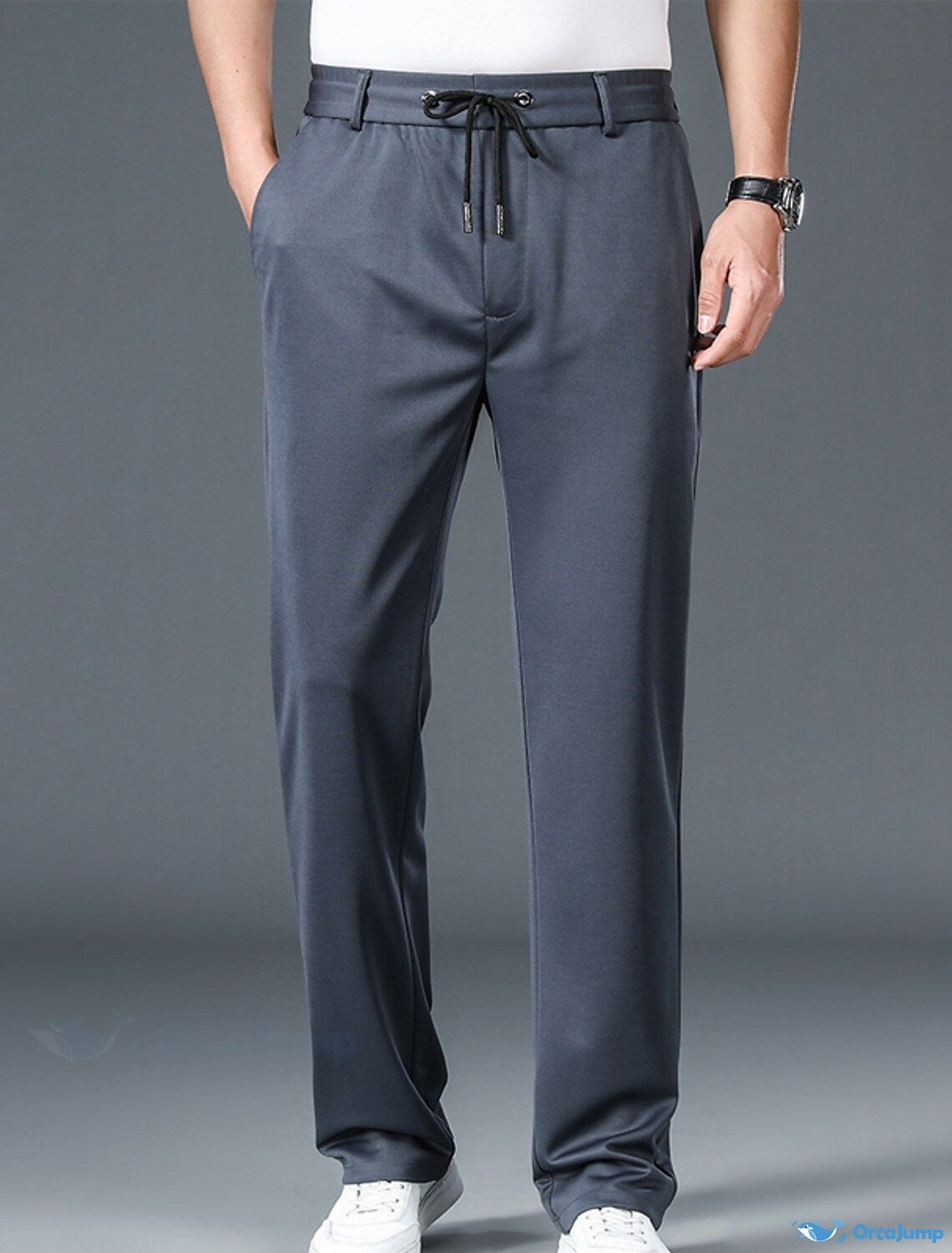 OrcaJump Mens Casual Pants with Pockets, Drawstring, Elastic