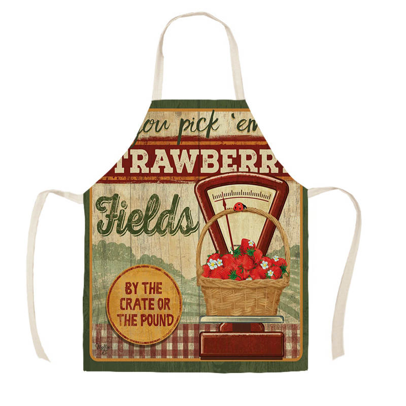 Linen Kitchen Apron Retro Style