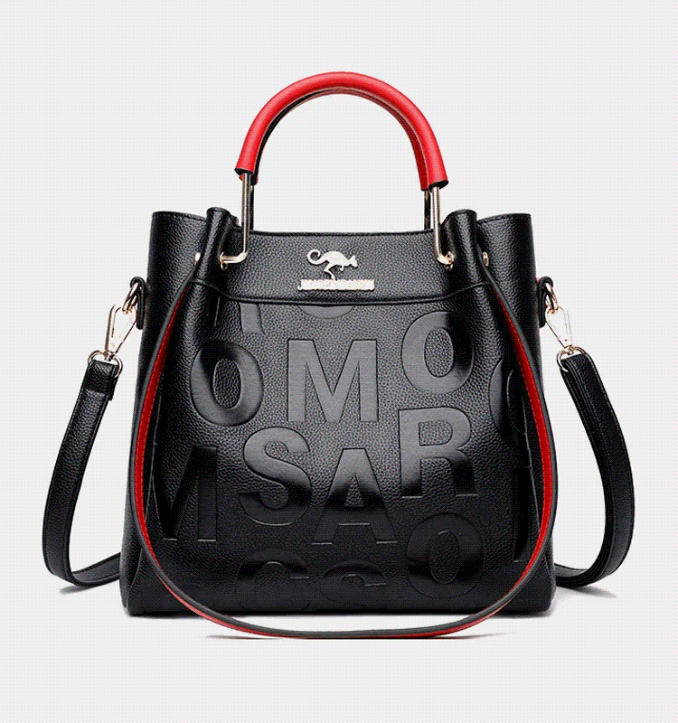 JSNew arrival large capacity soft leather embossed shoulder bag