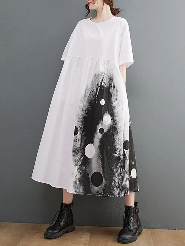 Original Loose PolkaDot Pleated Midi Dress