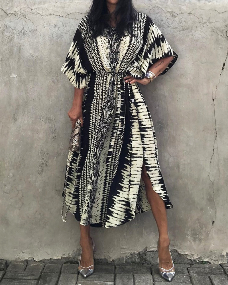 Cotton Snake Print Robe Dress
