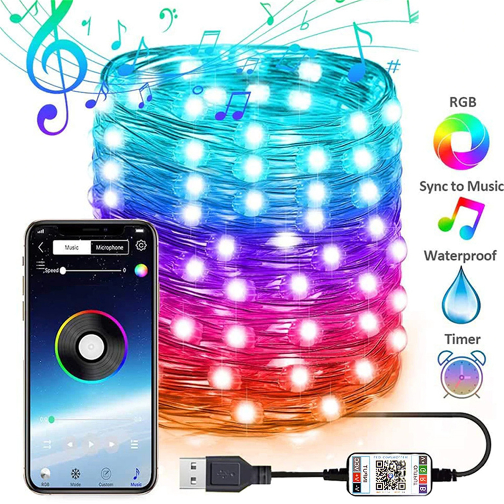 USB LED String Light Bluetooth App Control String Lights Lamp