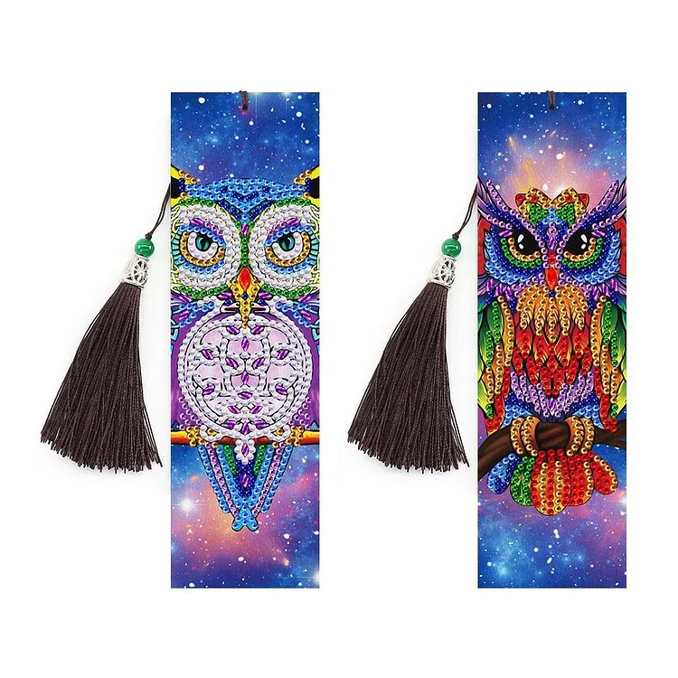 DIY Diamond Painting Bookmarks Blue Owl