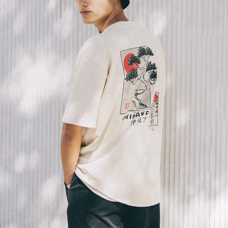 Okinawa Japan Organic Cotton Mens Retro Tshirt