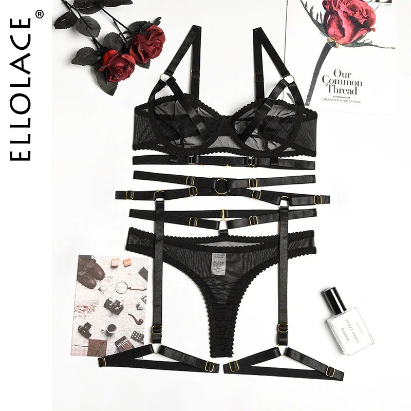 Uaang Ellolace Sensual Lingerie Transparent Bra Bandage Exotic Costumes