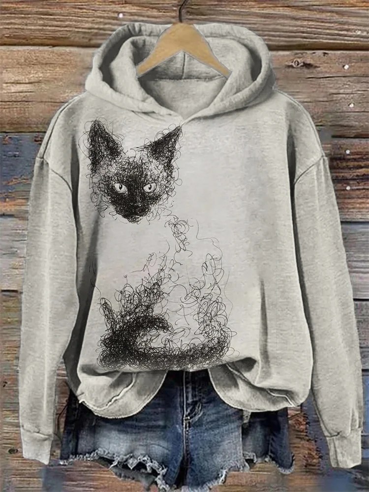 Classy Siamese Cat Art Cozy Hoodie