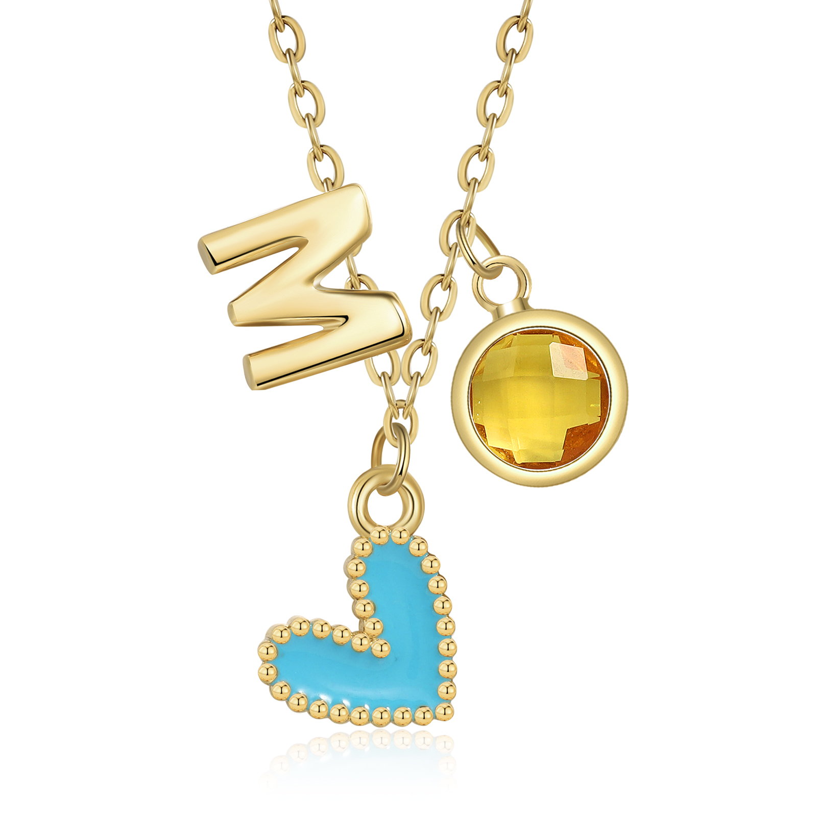 Personalized Birthstone Heart Necklace Children's Necklace, Custom 1