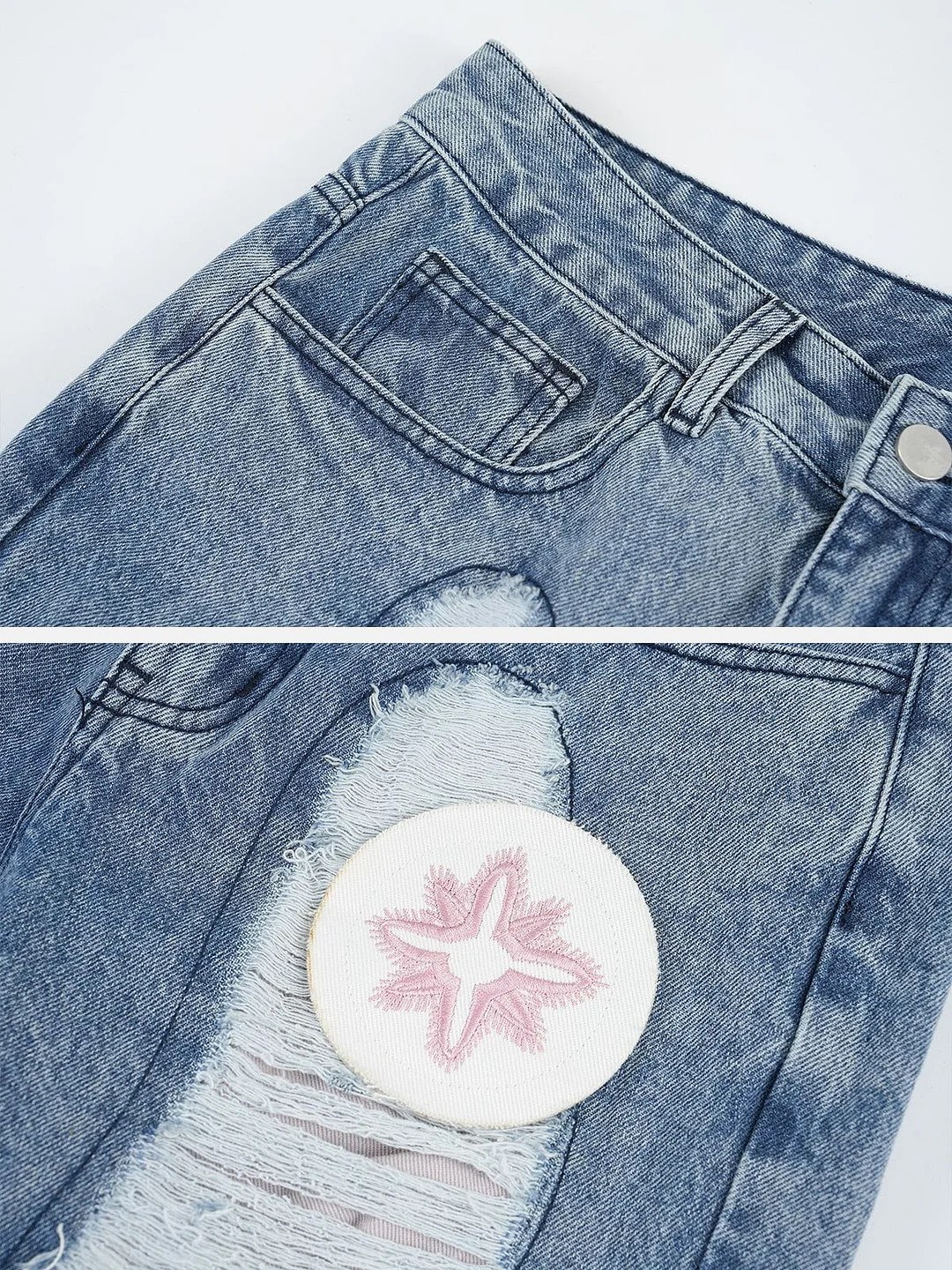 Aelfric Eden Applique Embroidery Ripped Jeans