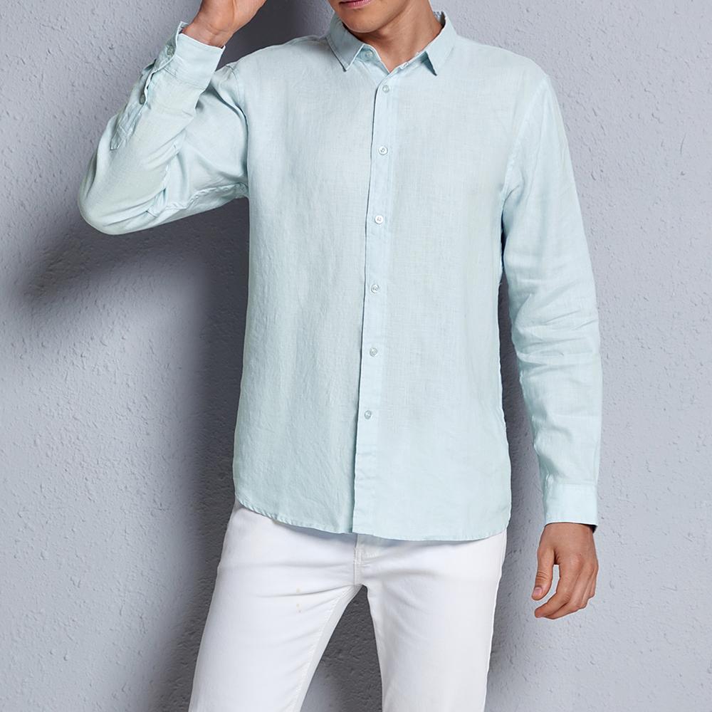 F Linen Mens Linen Long Sleeve RegularFit Shirts