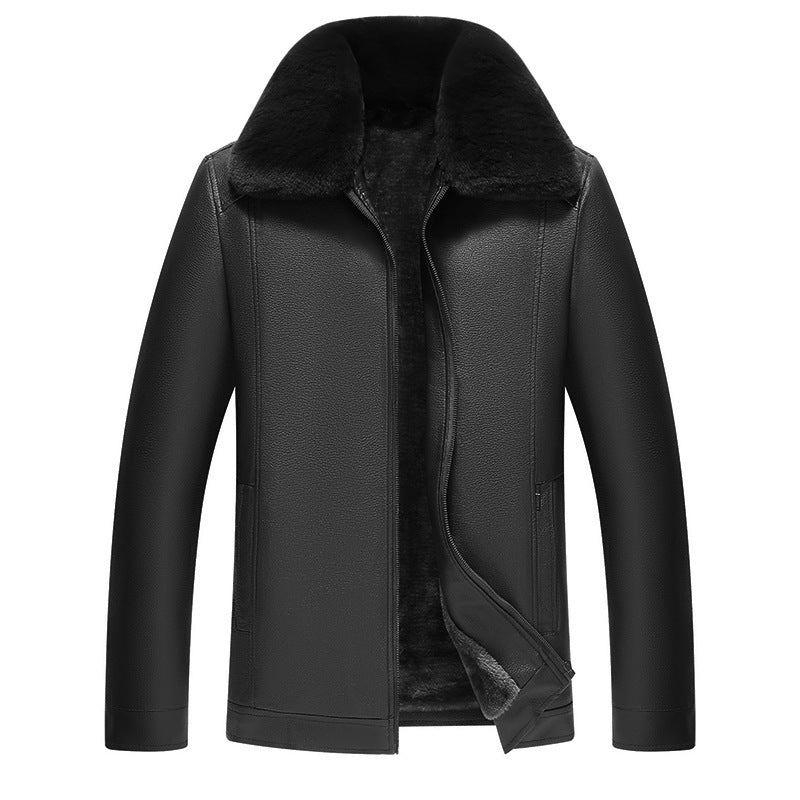 Men's Leather Jacket Warm Winter Coat