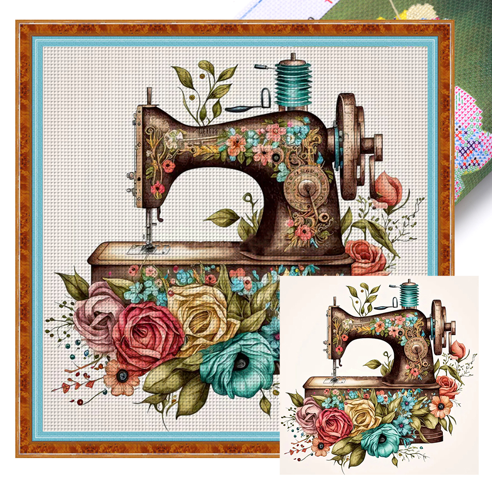 14CT Full Stamped Cross Stitch Sewing Machine (40*40CM)