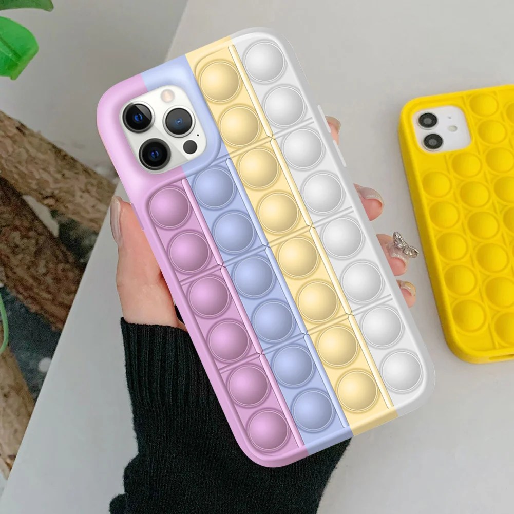 Pop Fidget Toys Phone Case Bubble Silicone Cover (for iPhone 12 Pro Max)