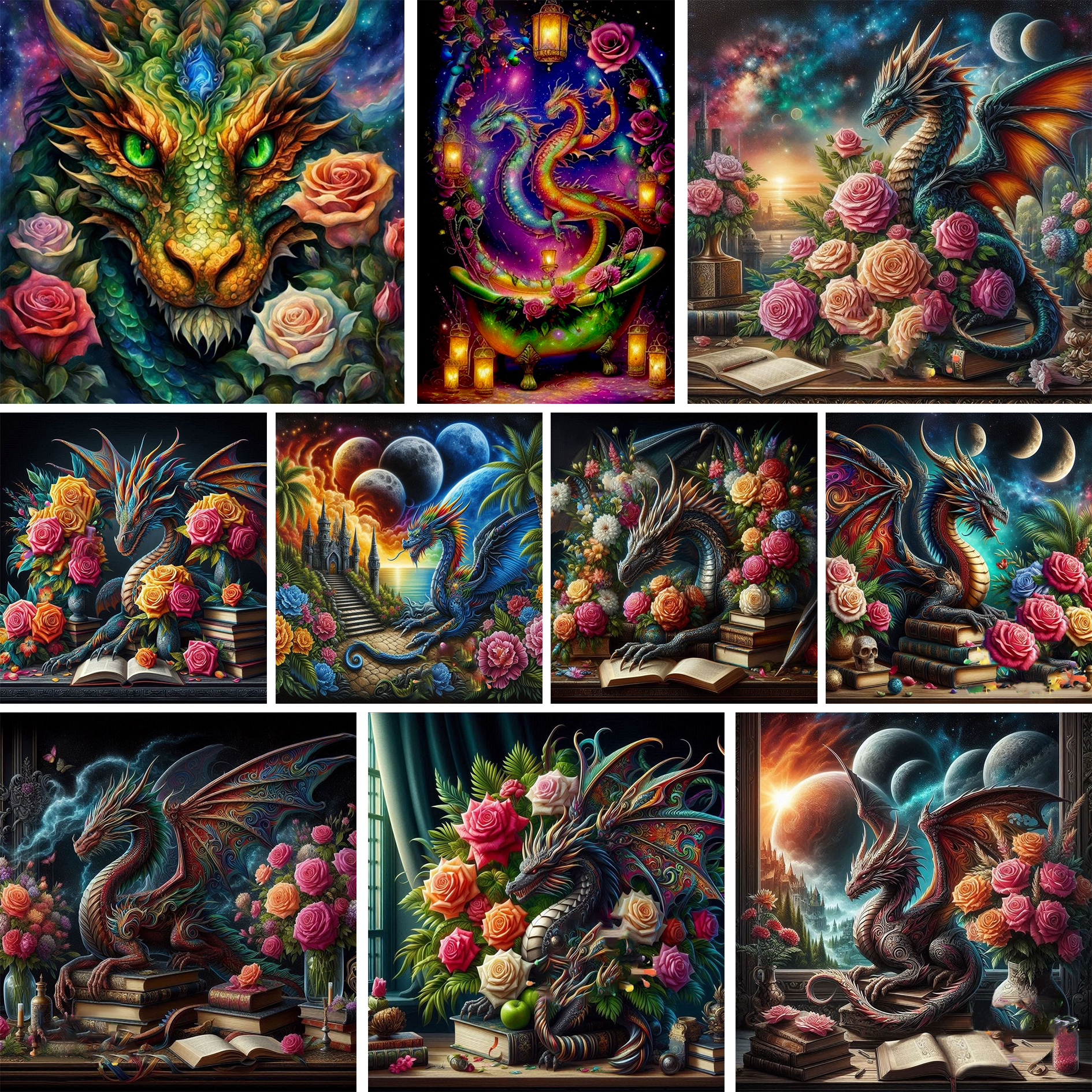 11CT/14CT Stamped Cross Stitch Book Dragon (50*50cm)