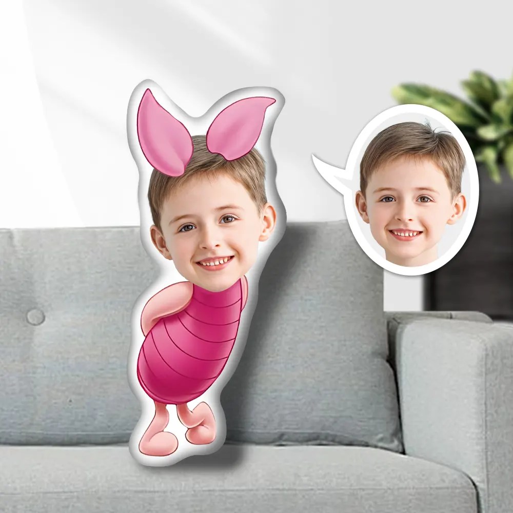 Custom Photo Face Pillow , Pooh Bear Piglet Face Pillow, Face Picture