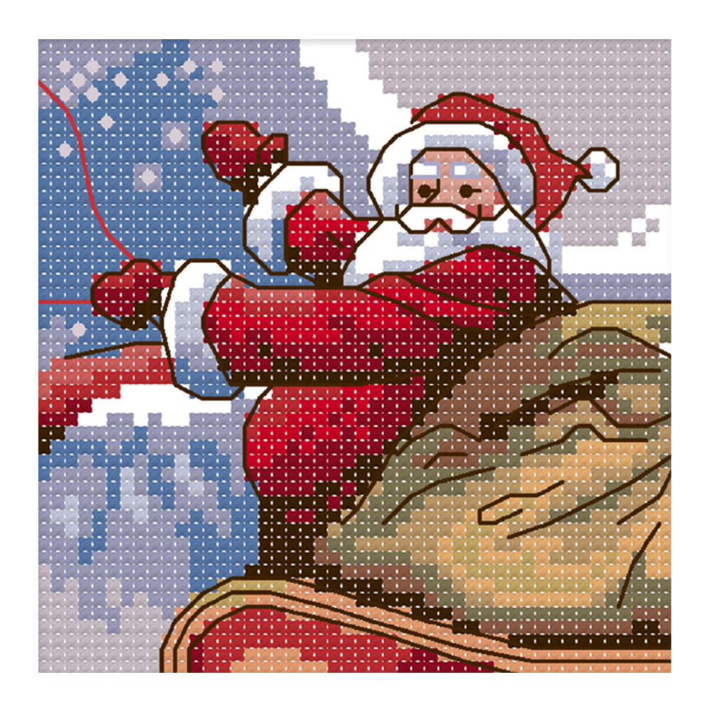 Santa Claus14CT Stamped Cross Stitch Kit(13*13cm)