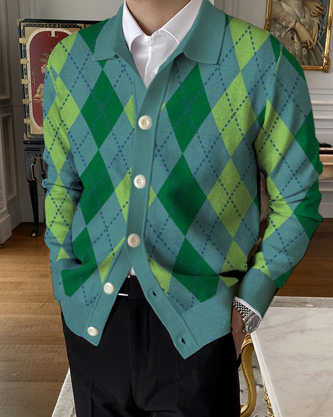 Men's Lapel Knitted Sweater Cardigan a69d