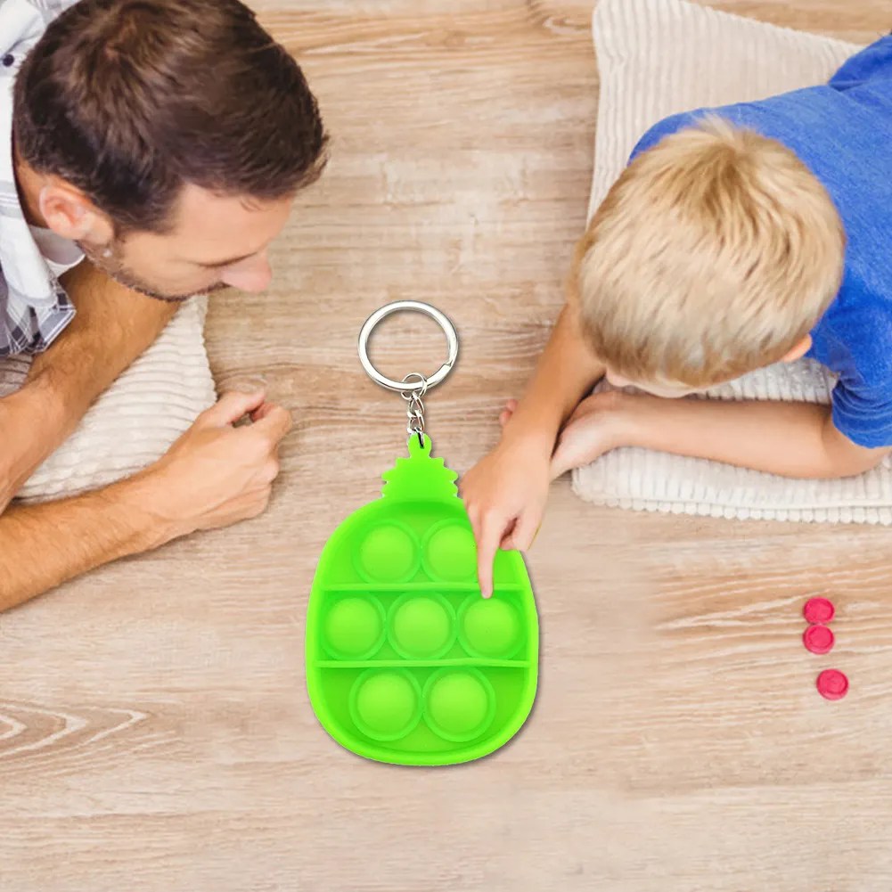 Parentchild Antistress Keyring Vent Push Fidget Sensory Toy (Pineapple)