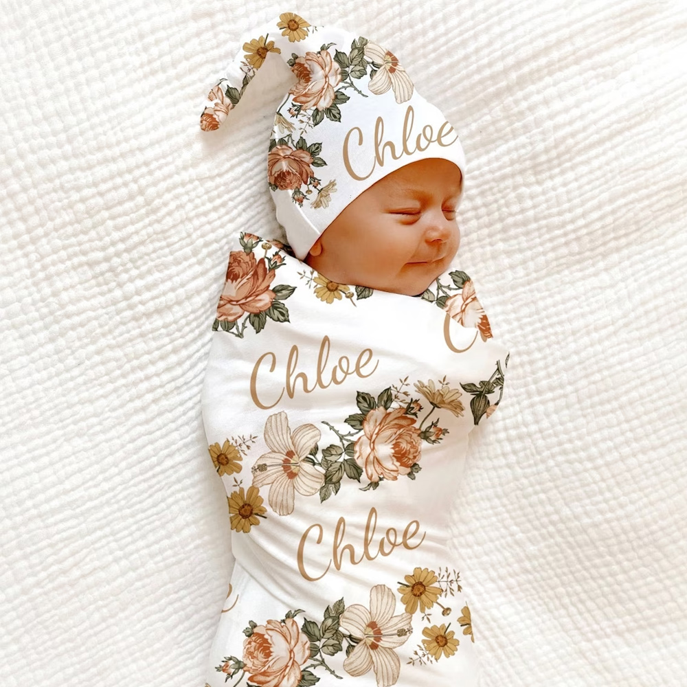 Vintage Floral Swaddle Blanket Newborn Baby Girl Coming Home OutfitDuckbe