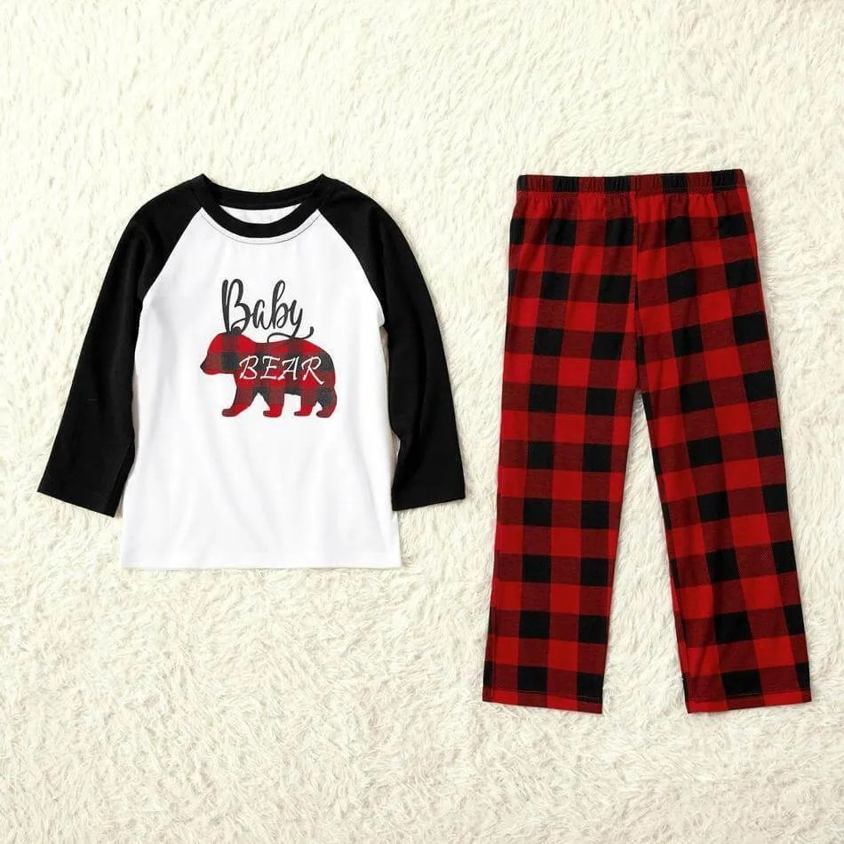 Plaid Bear Print Family Matching Pajamas set