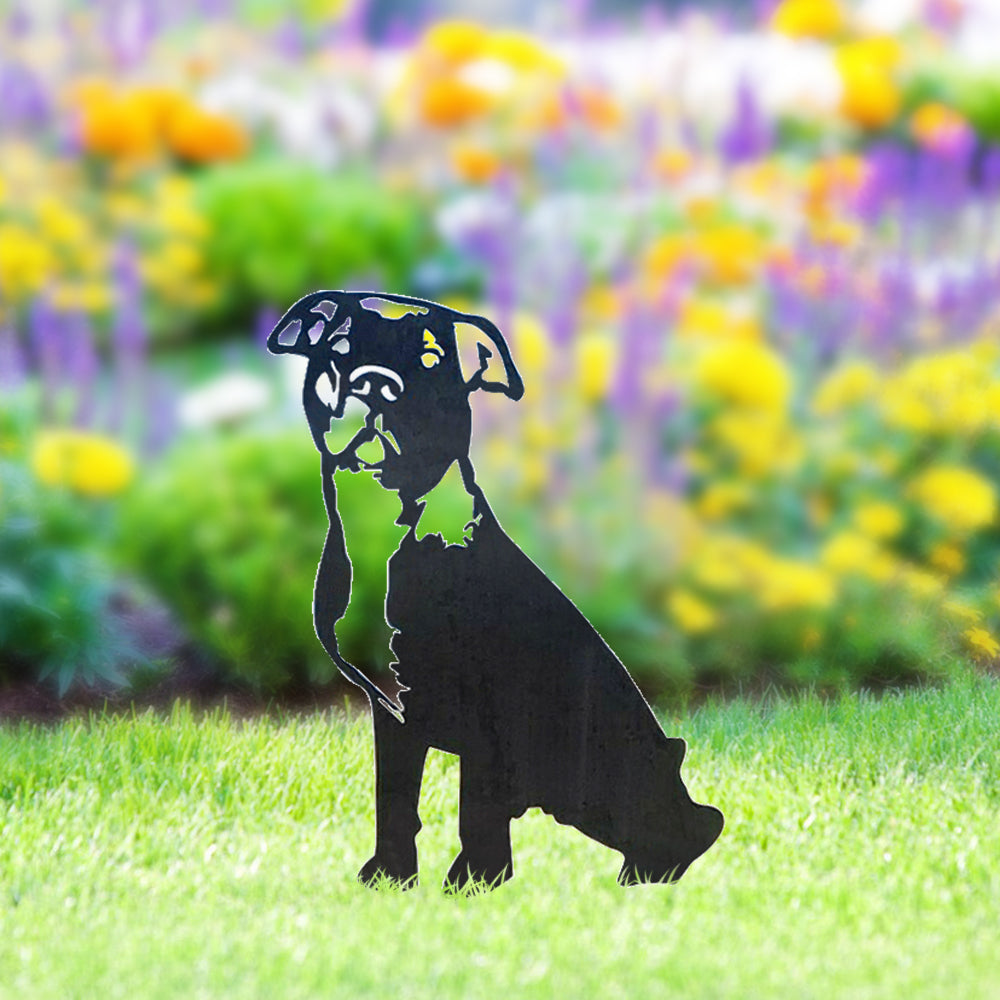 Pit Bull Terrier Metal Dog Silhouette Garden Yard Decoration