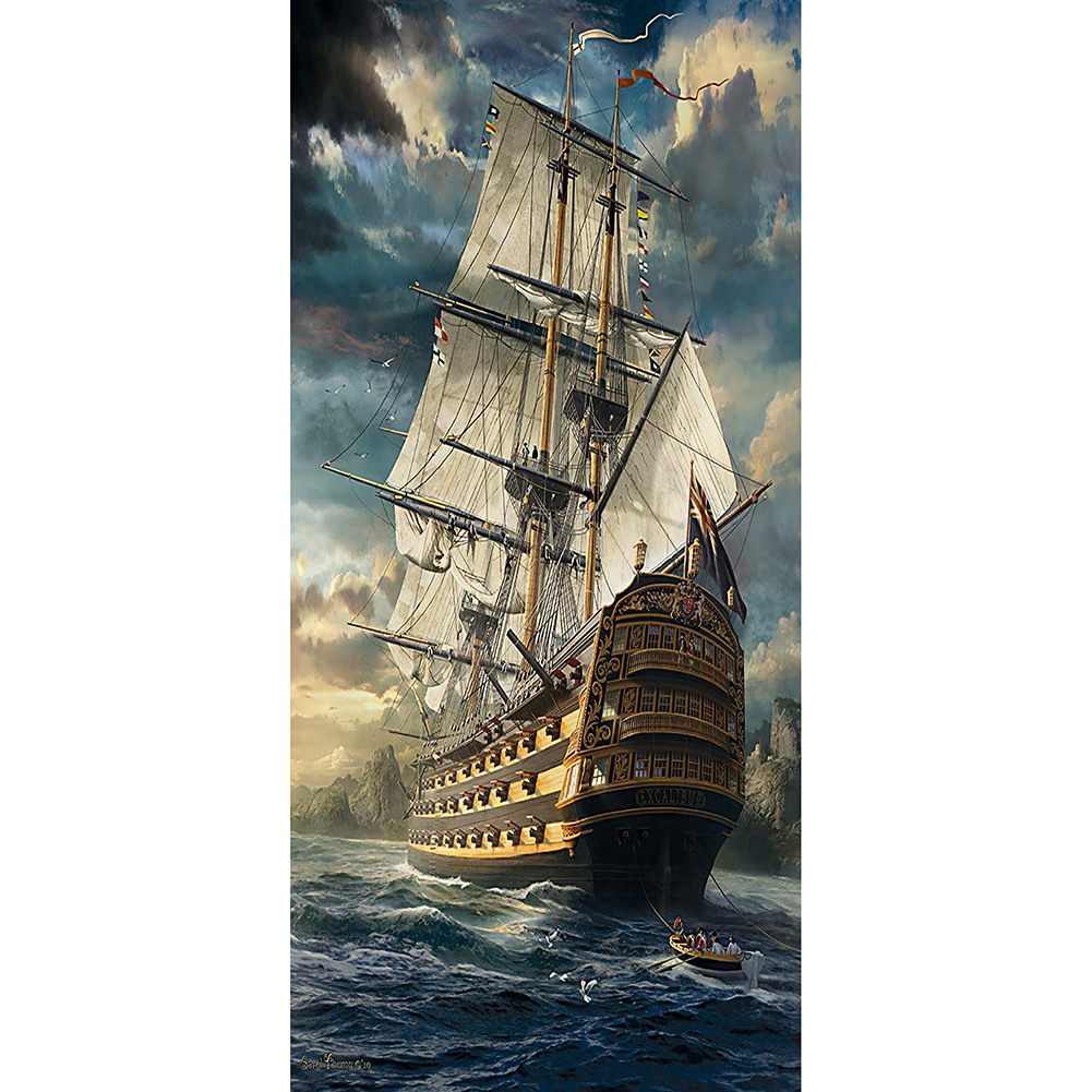 Sailing Ship Full Round Diamond Painting 40*80cm