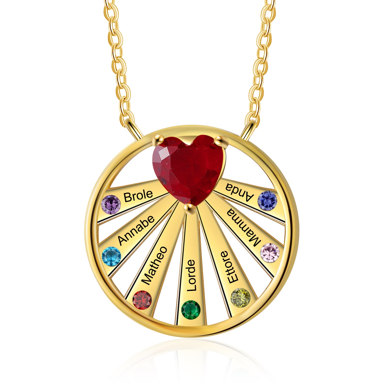 Custom Family Necklace Engrave 7 Names Personalized Circle Necklace For Mother