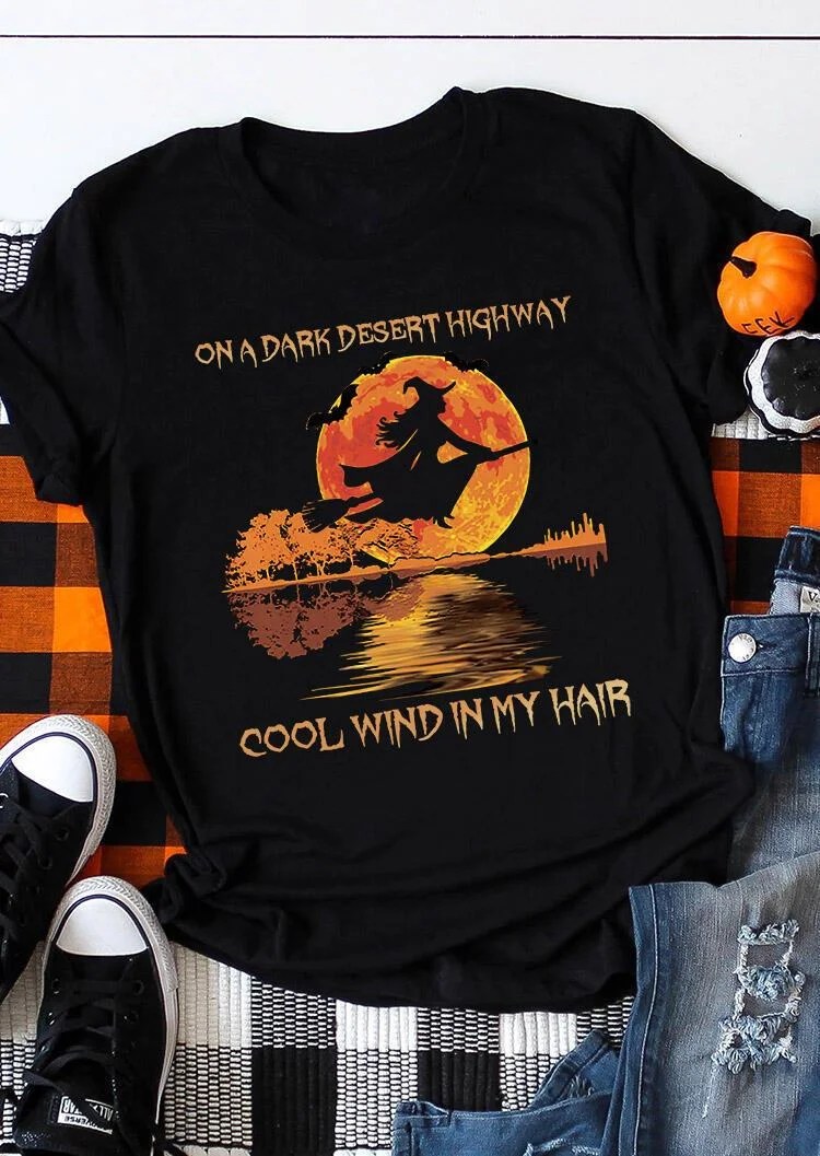 Halloween On A Dark Desert Highway Witch TShirt