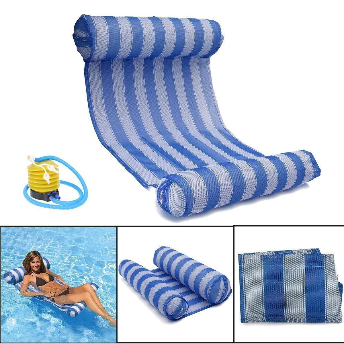Colorful Striped Outdoor Floating Sleeping Bed Water Hammock Pool