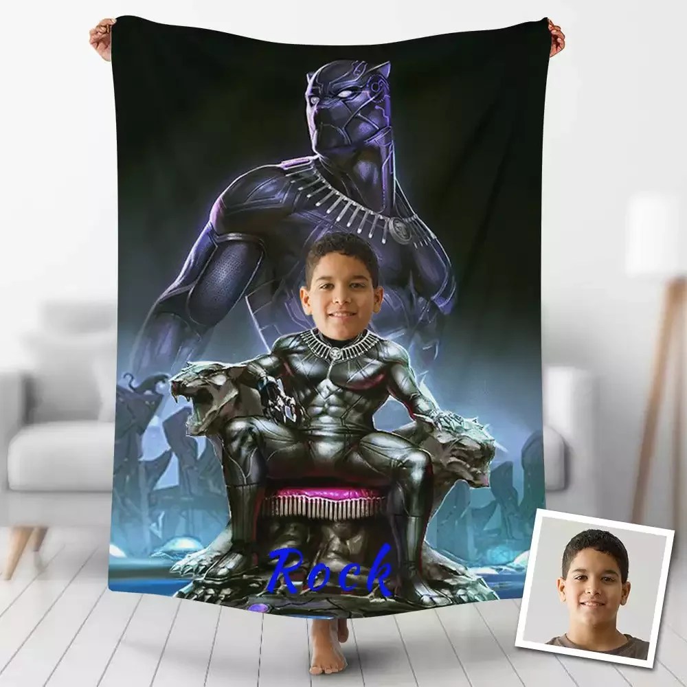 Custom Blankets Personalized Black Panther Sit Blanket