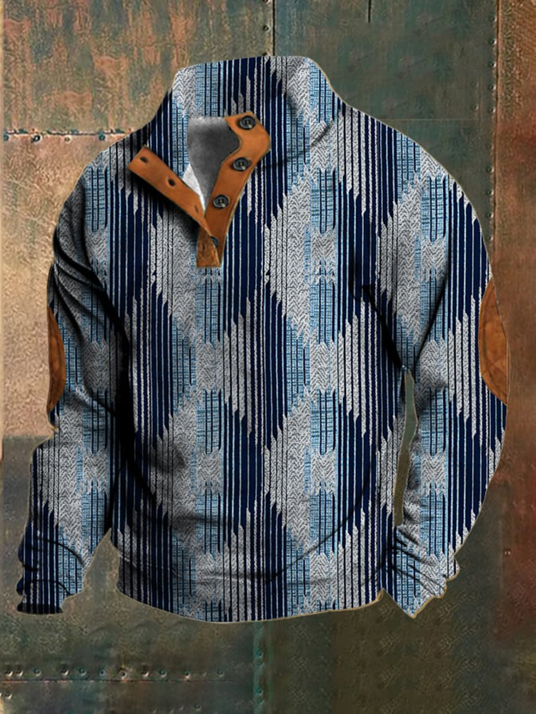 Comstylish Men's Stylish Casual Retro Geometric Sweatshirt