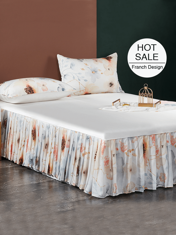 Realsilklife Silk Bedskirt Franch Design Blossom and Silk Bedskirt