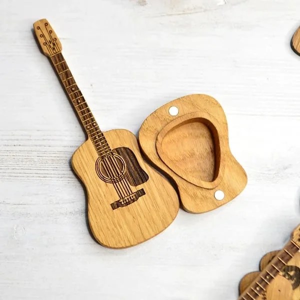 Wooden Acoustic Guitar Pick Box With Stand