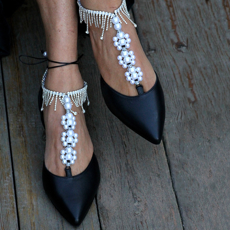 Lace Pearl Rhinestone Handcrafted Flats