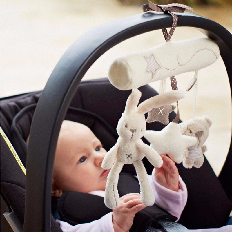 Rabbit baby hanging bed safety seat plush toy Hand Bell Multifunctional