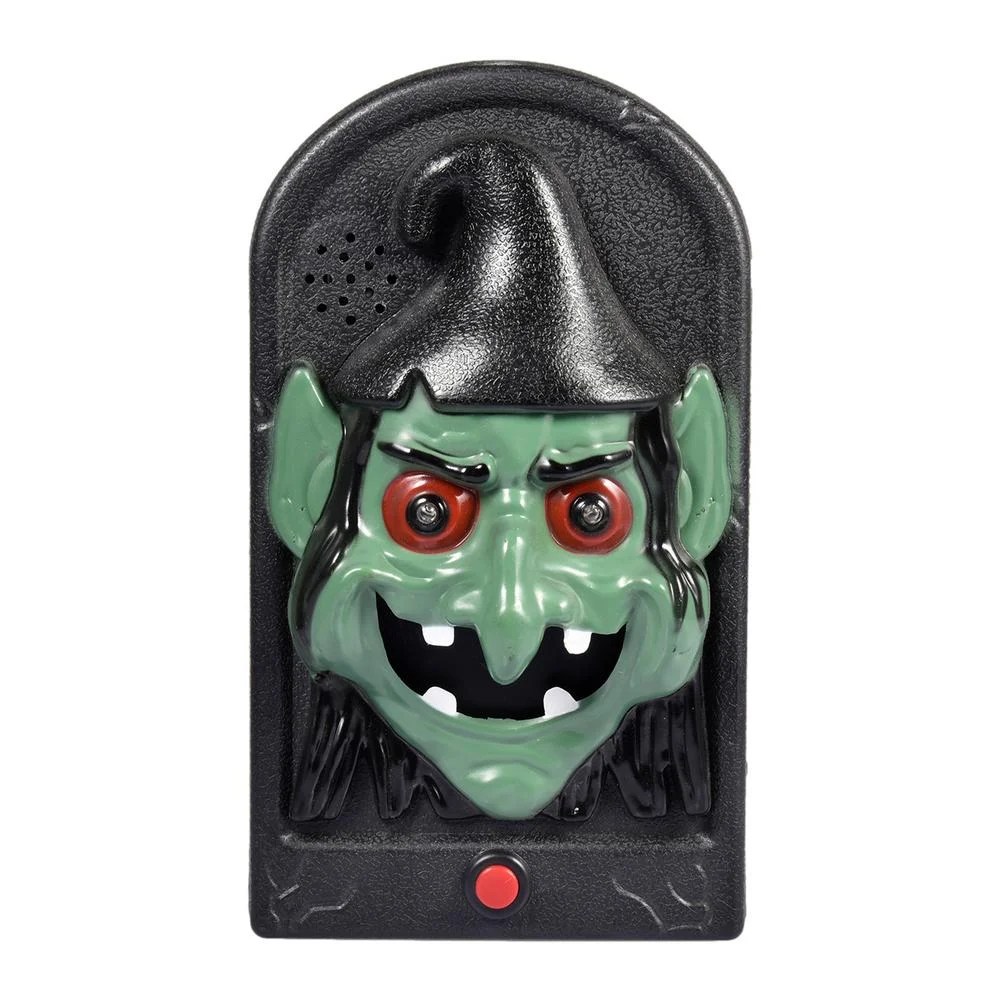 Halloween Pumpkin Evil Witch Skull Doorbell Touch Sounds LED Light