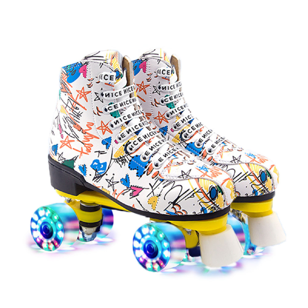 Colorful Graffiti Roller Skates Leather Adult Unisex