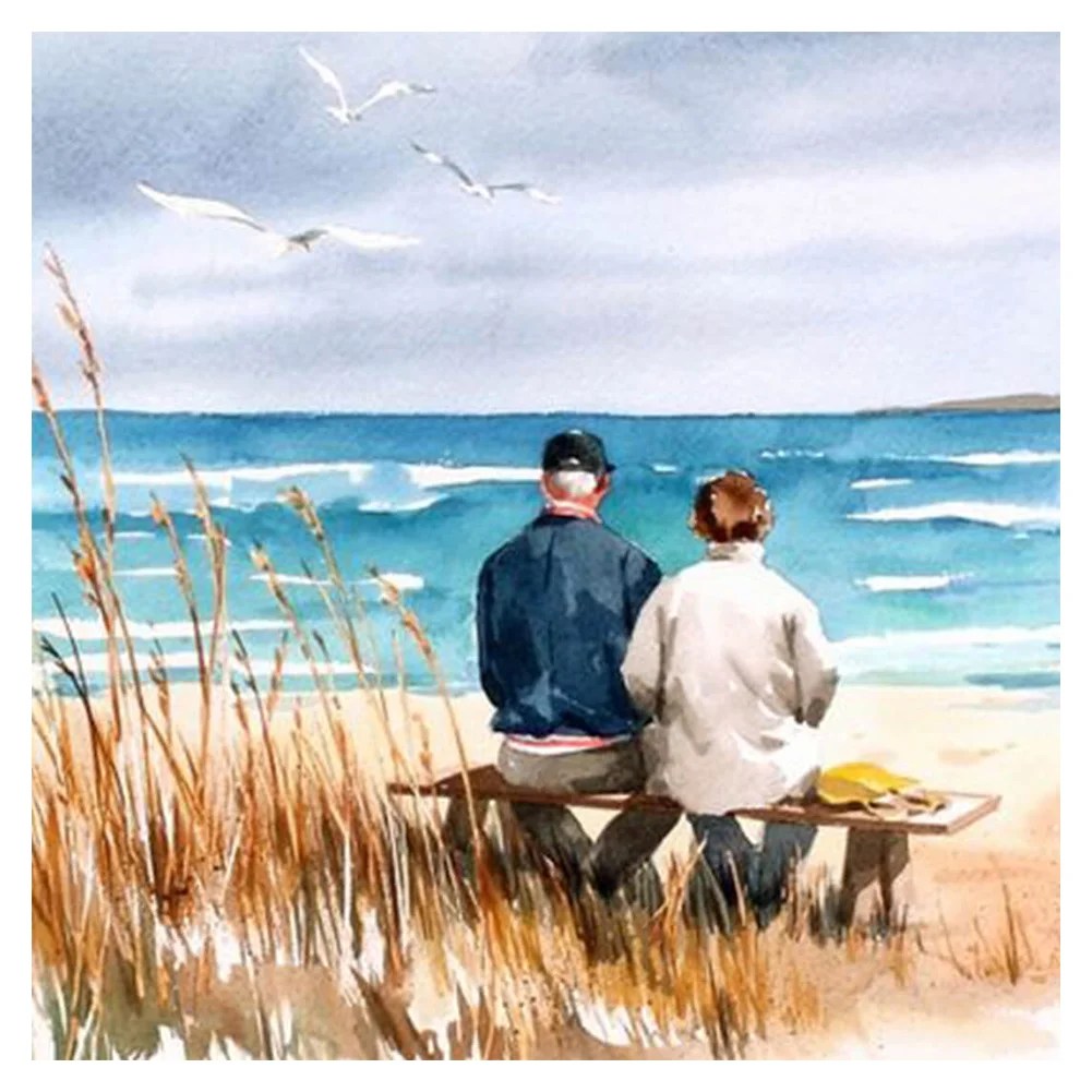 Back View Of Old CouplePaint by Numbers 20*20cm